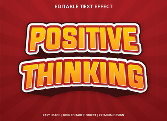 positive thinking editable text effect template with abstract background and 3d style use for business brand and logo