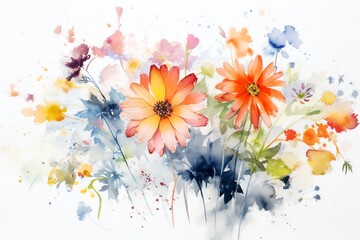 Obraz na płótnie Canvas watercolor floral background