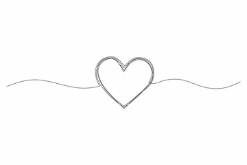 Continuous one line drawing of heart. Black single line art isolated on white background. Minimalist illustration of love concept. Abstract love symbol for Valentines day. Vector illustration.