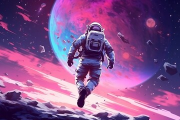 Obraz na płótnie Canvas 宇宙飛行士のイラスト,Generative AI AI画像