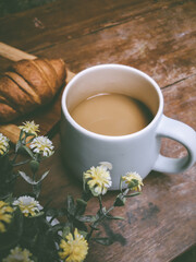 Coffee on the table in the home in the afternoon