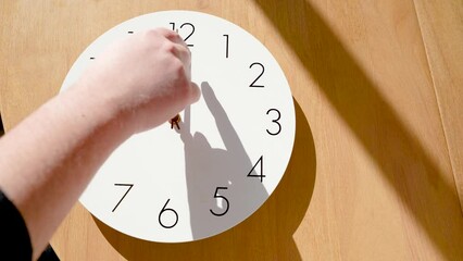 Daylight savings clock with hand moving from standard time change DST CST CDT