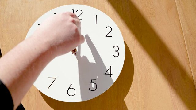 Daylight savings clock with hand moving from standard time change DST CST CDT