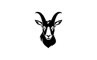 Head of goat shape isolated illustration with black and white style.