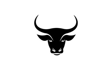 Head of bull shape isolated illustration with black and white style.
