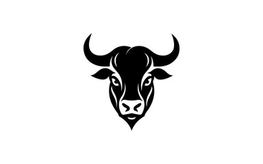 Head of bull shape isolated illustration with black and white style.
