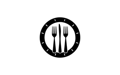 spoon and plate shape isolated illustration with black and white style.
