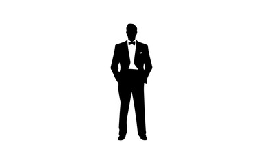 Tuxedo man shape isolated illustration with black and white style.