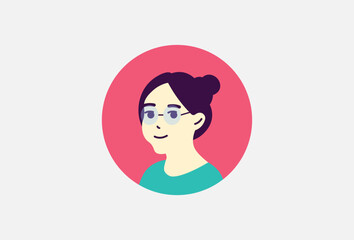 Woman with glasses logo or icon flat design character