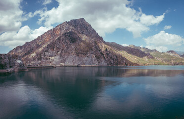 Naklejka premium Oymapınar Dam on the Manavgat River, Taurus Mountains in Antalya Turkey.