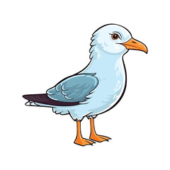 Obraz premium Cheerful Gull: Lively 2D Illustration Brimming with Avian Cuteness