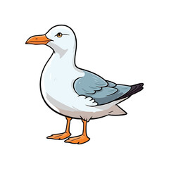 Cheerful Gull: Lively 2D Illustration Brimming with Avian Cuteness
