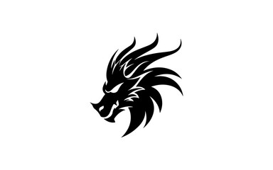 Head of dragon shape isolated illustration with black and white style.


