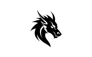 Head of dragon shape isolated illustration with black and white style.

