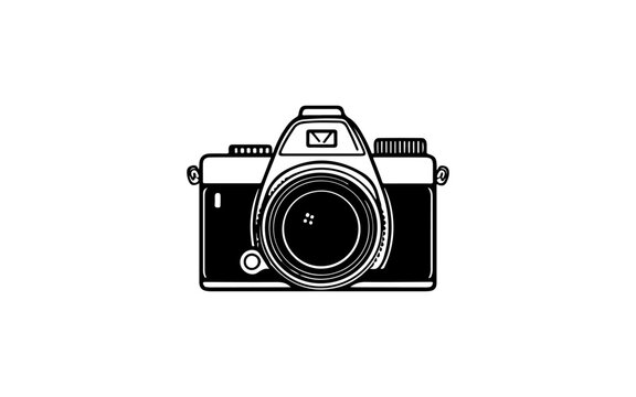 Camera photography shape isolated illustration with black and white style.


