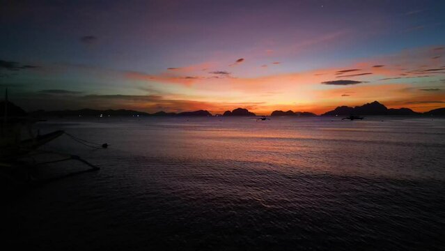 A beautiful sunset in El Nido, Palawan, Philippines