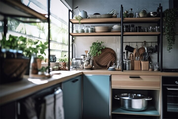 Moderna cozinha funcional de uma casa criada por IA