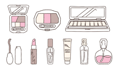 化粧品の手書きイラスト1、シンプルなベクター素材集