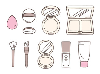 化粧品の手書きイラスト2、シンプルなベクター素材集