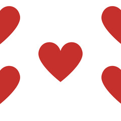 Digital illustration of a seamless red heart pattern on a white background