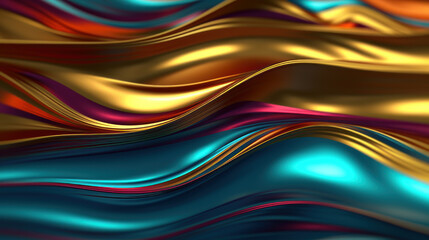 Abstract wallpaper with metallic  liquid multicolored waves