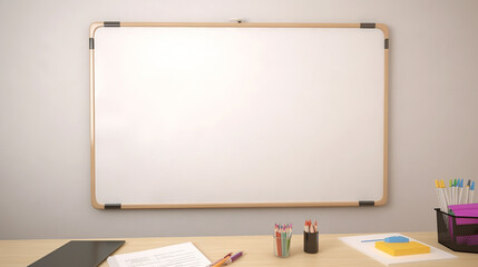 blank whiteboard with student stationery Generative AI