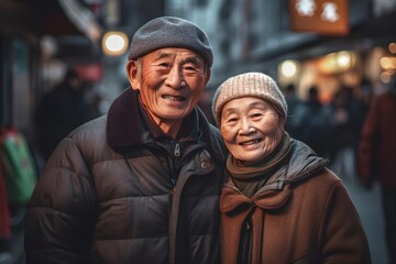 Obraz premium 笑顔のおじいちゃんとおばあちゃん with generative ai