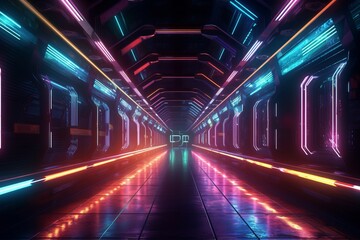 ネオンのトンネル,Generative AI AI画像