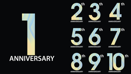 Set of anniversary logotype and ribbon. anniversary celebration emblem design for booklet, leaflet, magazine, brochure poster, web, invitation or greeting card. Vector illustration.