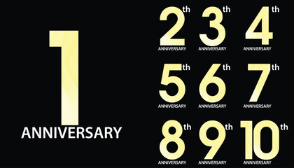 Set of anniversary logotype and ribbon. anniversary celebration emblem design for booklet, leaflet, magazine, brochure poster, web, invitation or greeting card. Vector illustration.