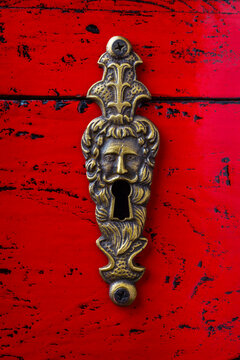 Antique Key Hole On Red Box