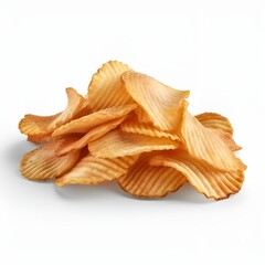 potato wafers or chips with  on a white background. Generative AI