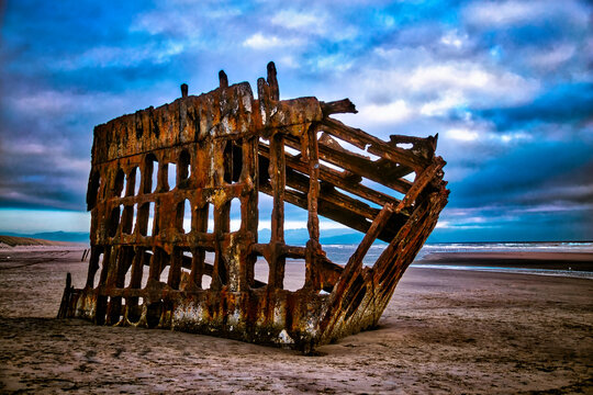 Shipwreck On Oregon Beach