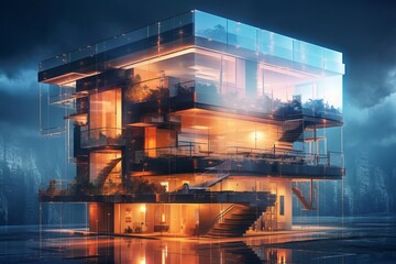 近未来デザインの建物,Generative AI AI画像