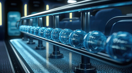 Blue handrail in a bus. Generative AI