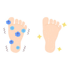 きれいな足の裏と菌が繁殖する足の裏 © hachi
