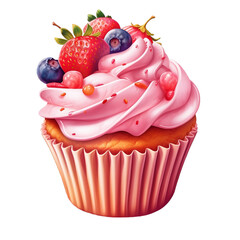 Cupcake isolated on transparent background. Generative AI
