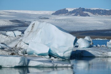 Beautiful shot of a shore full of glaciers
