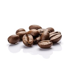 Fresh roasted coffee beans isolated on white background. Generative AI
