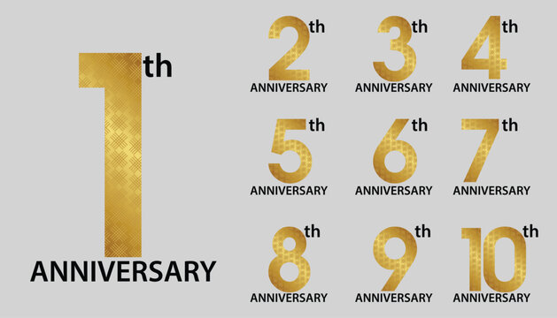 Set of anniversary logotype and ribbon. anniversary celebration emblem design for booklet, leaflet, magazine, brochure poster, web, invitation or greeting card. Vector illustration.