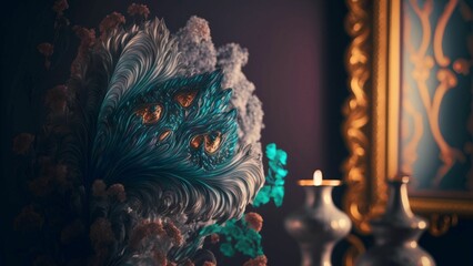 Illustration of interior decorations isolated on the brown background