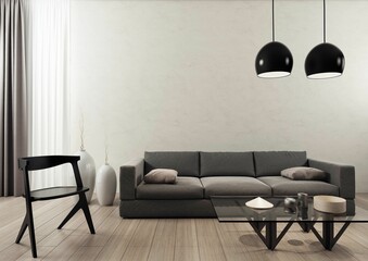 3d rendered illustration of a minimalist and elegant living room