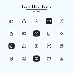 Technology progress: 5g, ai, robot, iot, near field communication, programming and many more - stock vector. Collection ui icons with squircle shape. Web Page, Mobile App, UI, UX design.