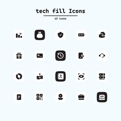 Technology progress: 5g, ai, robot, iot, near field communication, programming and many more - stock vector. Collection ui icons with squircle shape. Web Page, Mobile App, UI, UX design.