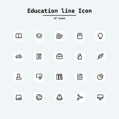 Online Education: thin vector icon set, black and white kit. Collection ui icons with squircle shape. Web Page, Mobile App, UI, UX design.