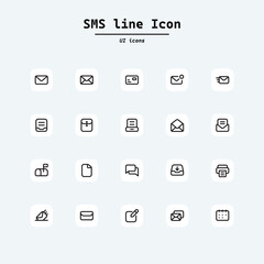 Set of Message Vector Line Icons. Contains such Icons as Conversation, SMS, Heart, Love Chats, Notification, email. Collection ui icons with squircle shape. Web Page, Mobile App, UI, UX design.
