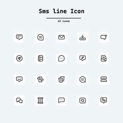 Set of Message Vector Line Icons. Contains such Icons as Conversation, SMS, Heart, Love Chats, Notification, email. Collection ui icons with squircle shape. Web Page, Mobile App, UI, UX design.
