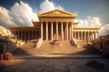 Conceptual representation of Solomon's Temple from biblical stories, Generative AI