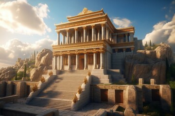 Naklejka premium Conceptual representation of Solomon's Temple from biblical stories, Generative AI