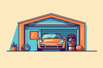 車のガレージ,Generative AI AI画像